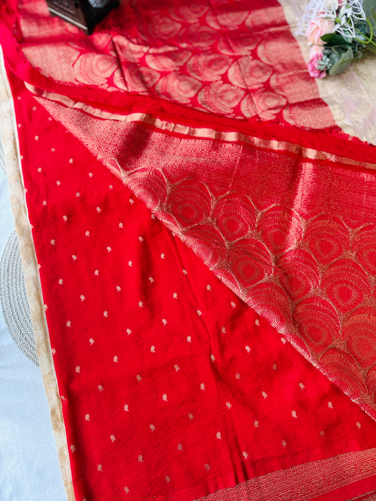 Designer Contrast Border Banarasi Georgette Saree – view 4 of 4