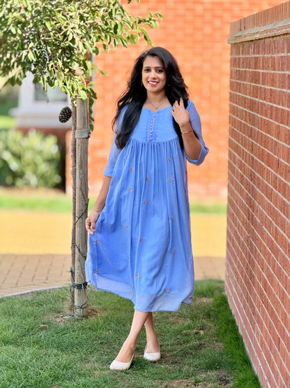 Mul Chiffon Blue Kurta – view 4 of 4