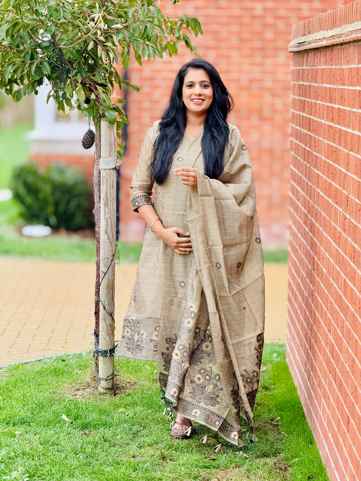 Antique Beige Jamdhani Salwar