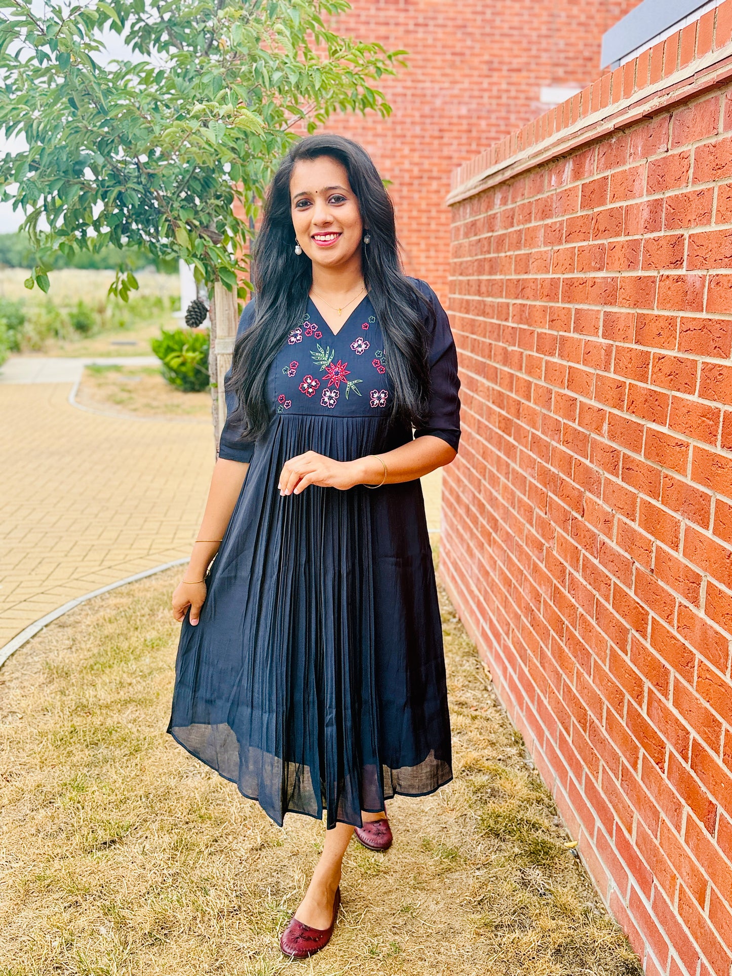 QS843-Black Mulchanderi Kurta