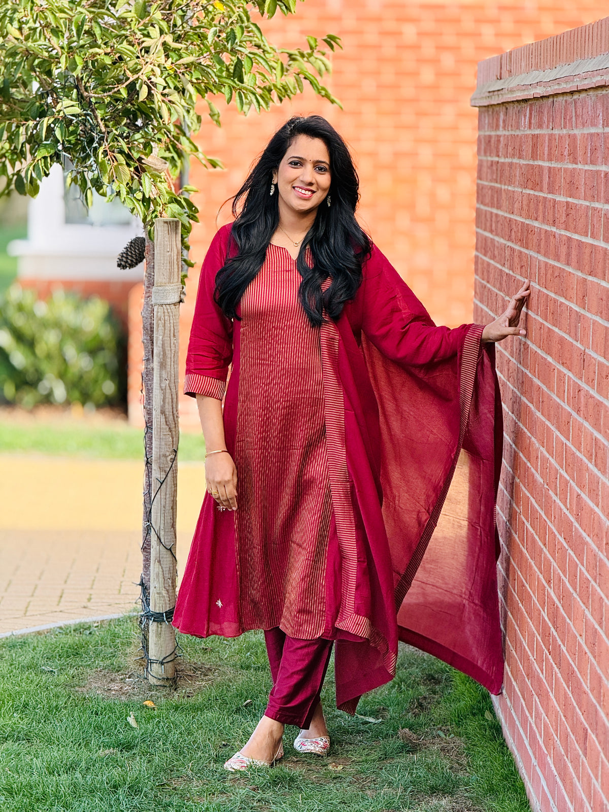 Premium Maroon Mulchanderi Anarkali