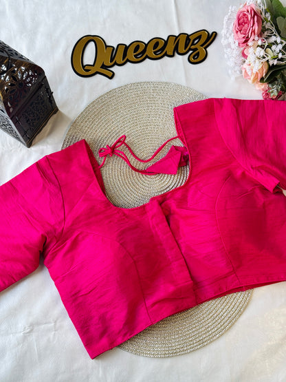 Rani Pink Semi Raw Silk Blouse