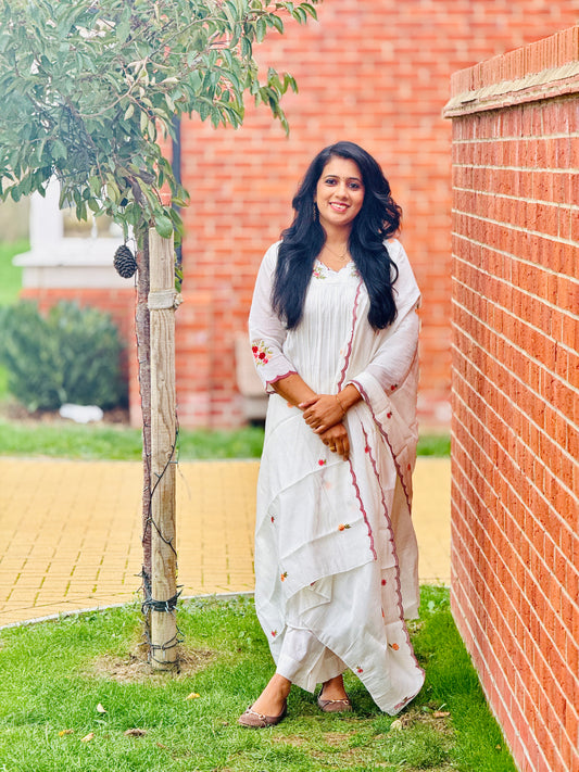 Off- White Premium Anarkali Set