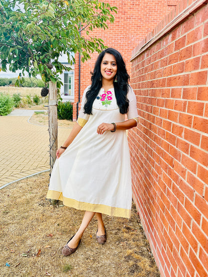 QS830- Onam Chembarathi Cotton Kurta