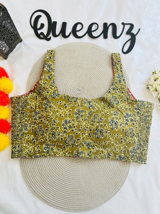 QB112-Ulta Pulta Printed Cotton Sleeveless Blouse