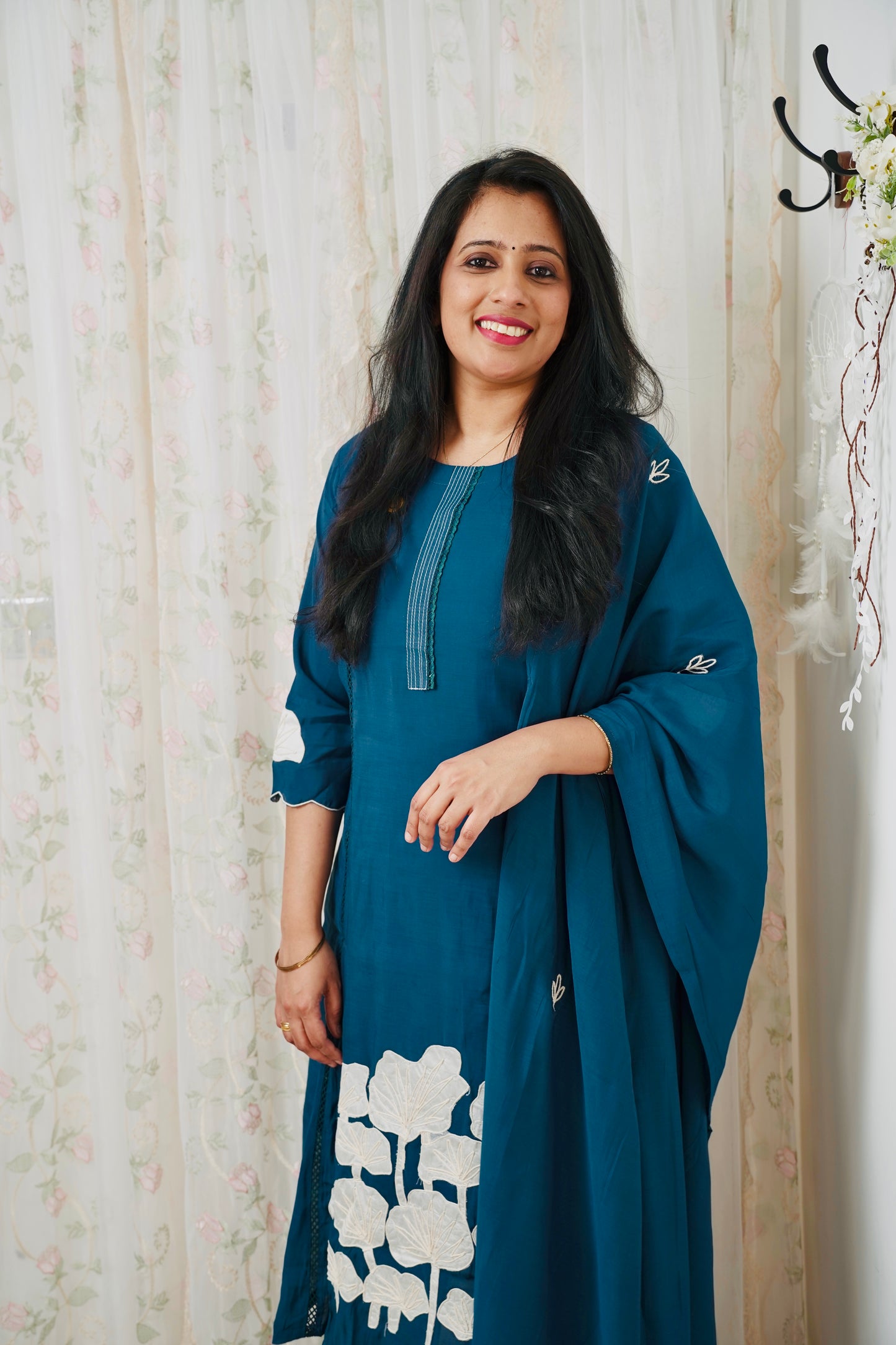 QS112-Applique worked Chanderi Salwar