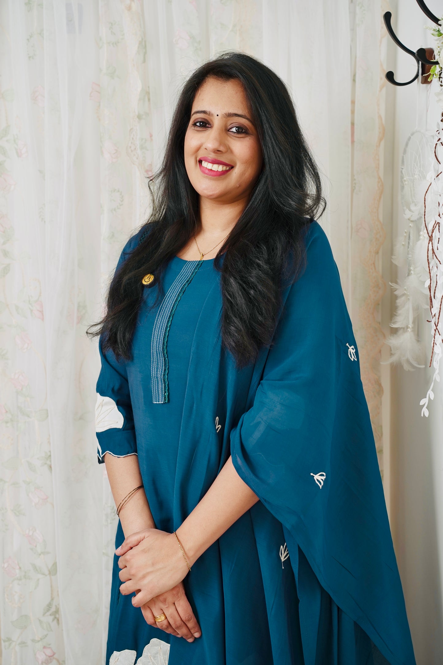 QS112-Applique worked Chanderi Salwar