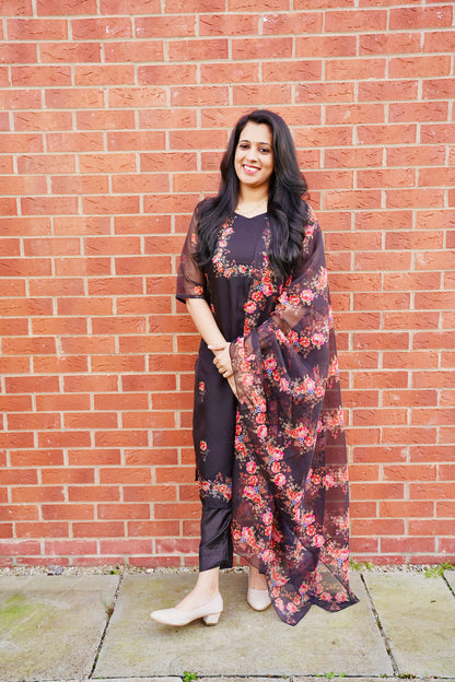 QS211-Black Organza Salwar
