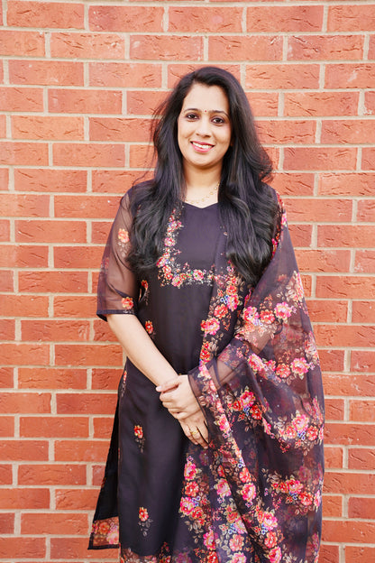 QS211-Black Organza Salwar