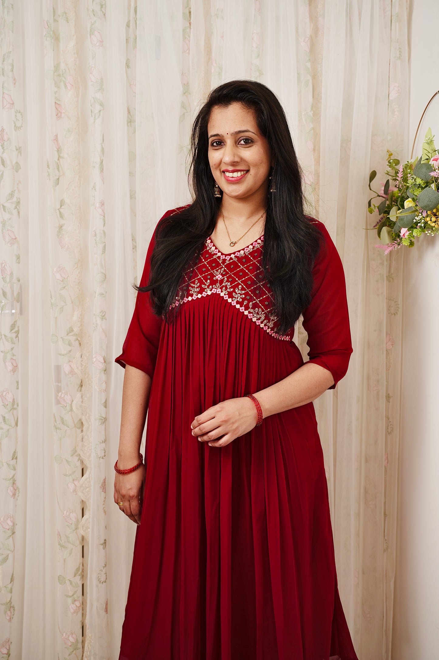 QS255-Alia Cut Georget Kurta