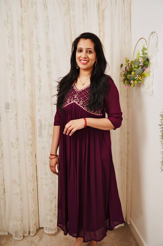 QS255b-Alia Cut Georget Kurta