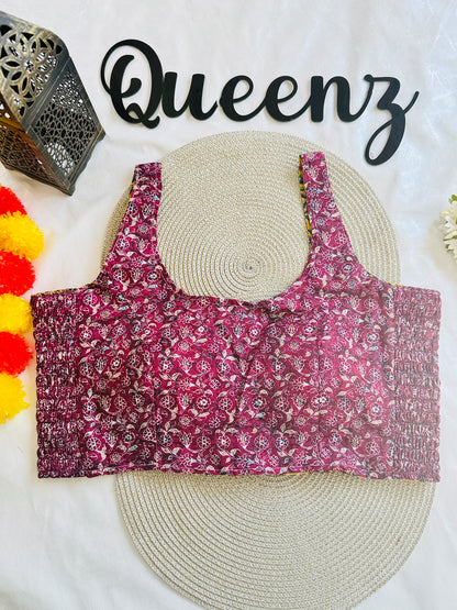 QB120-Ulta Pulta Printed Cotton Sleeveless Blouse