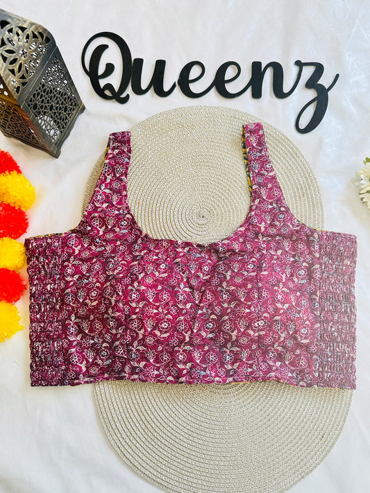 QB120-Ulta Pulta Printed Cotton Sleeveless Blouse