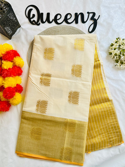 SS344- Premium Lotus Kasavu Saree