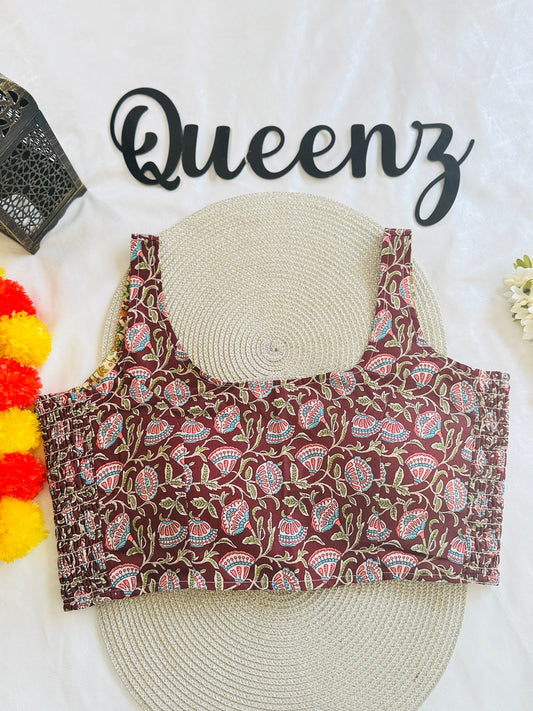 QB113- Ulta Pulta Printed Cotton Sleeveless Blouse