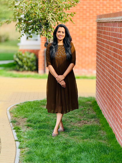 Greenish Brown Georgette Kurta – view 2 of 4