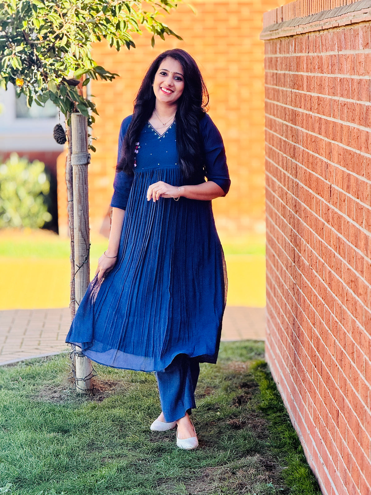 Navy Mulchanderi Coordset
