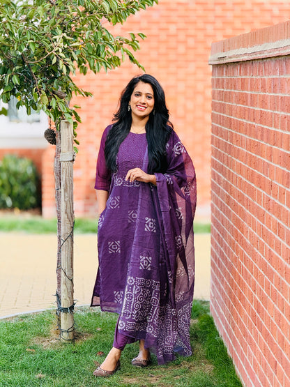 Purple Kota Salwar Suit