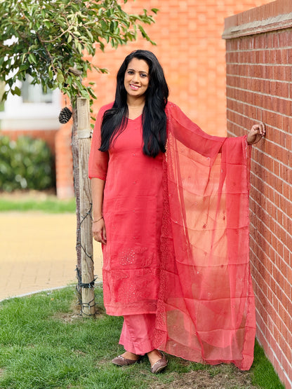 Peach Organza Salwar Party-wear Salwar