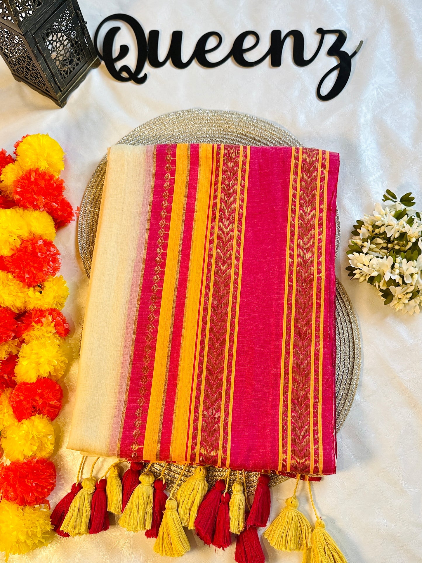 SS326 Wide Kanchi  Border Mul Cotton Saree