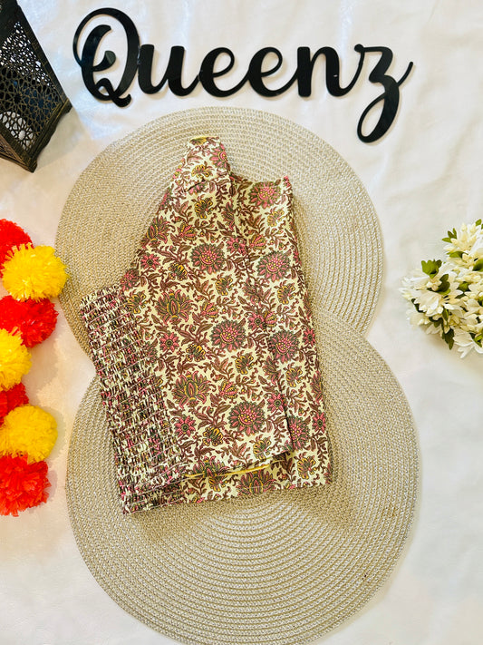 QB130-Cotton Stretchable Ajrak Blouse