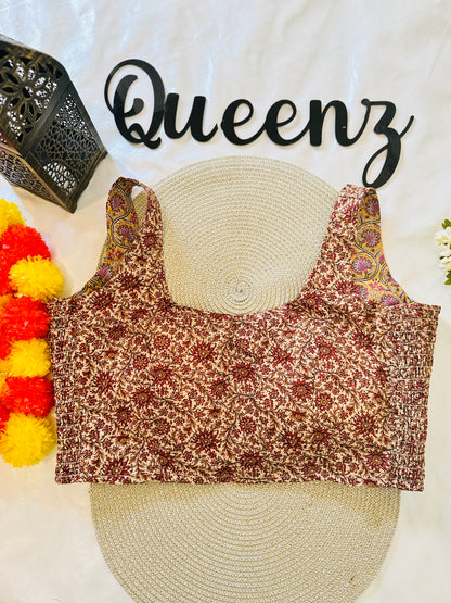 QB126-Ulta Pulta Printed Cotton Sleeveless Blouse