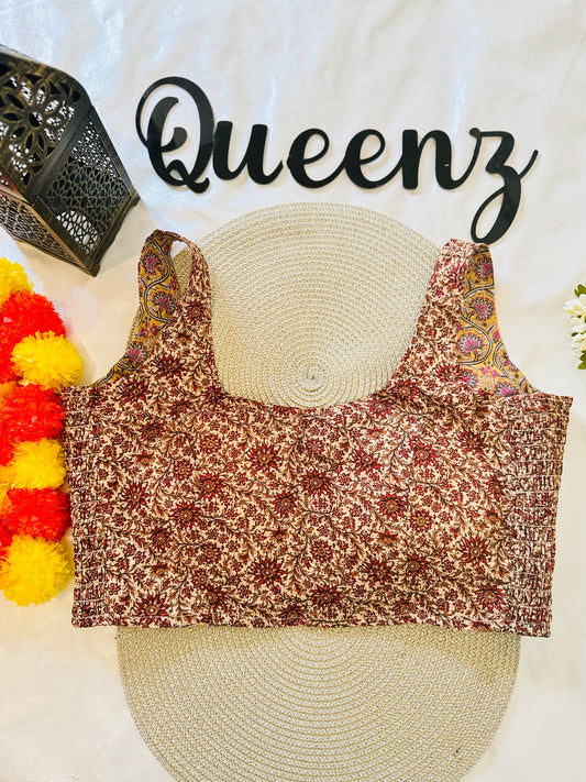QB126-Ulta Pulta Printed Cotton Sleeveless Blouse