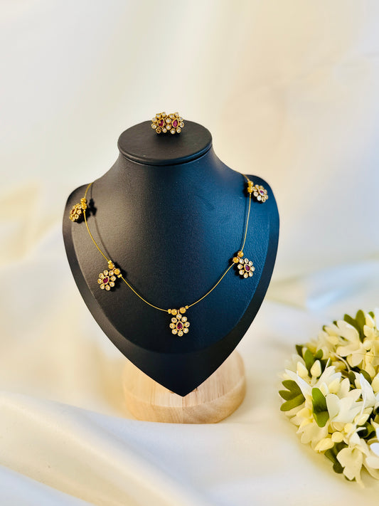 QJ146 - Invisible Flower Necklace Purple