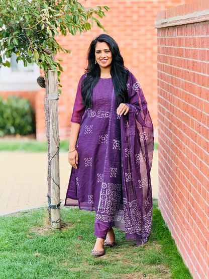 Purple Kota Salwar Suit