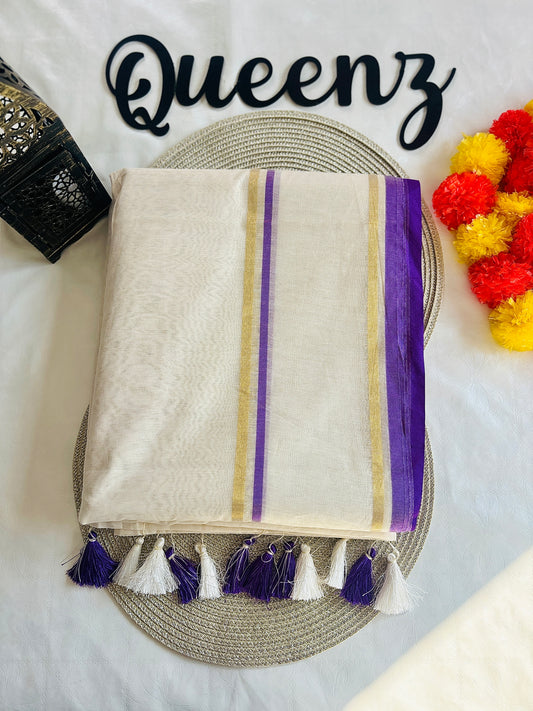 Violet Mul Chanderi Saree