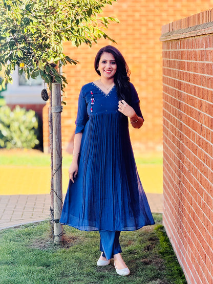 Navy Mulchanderi Coordset