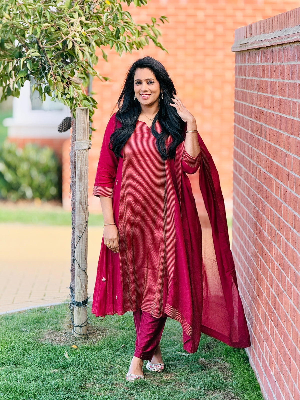 Premium Maroon Mulchanderi Anarkali