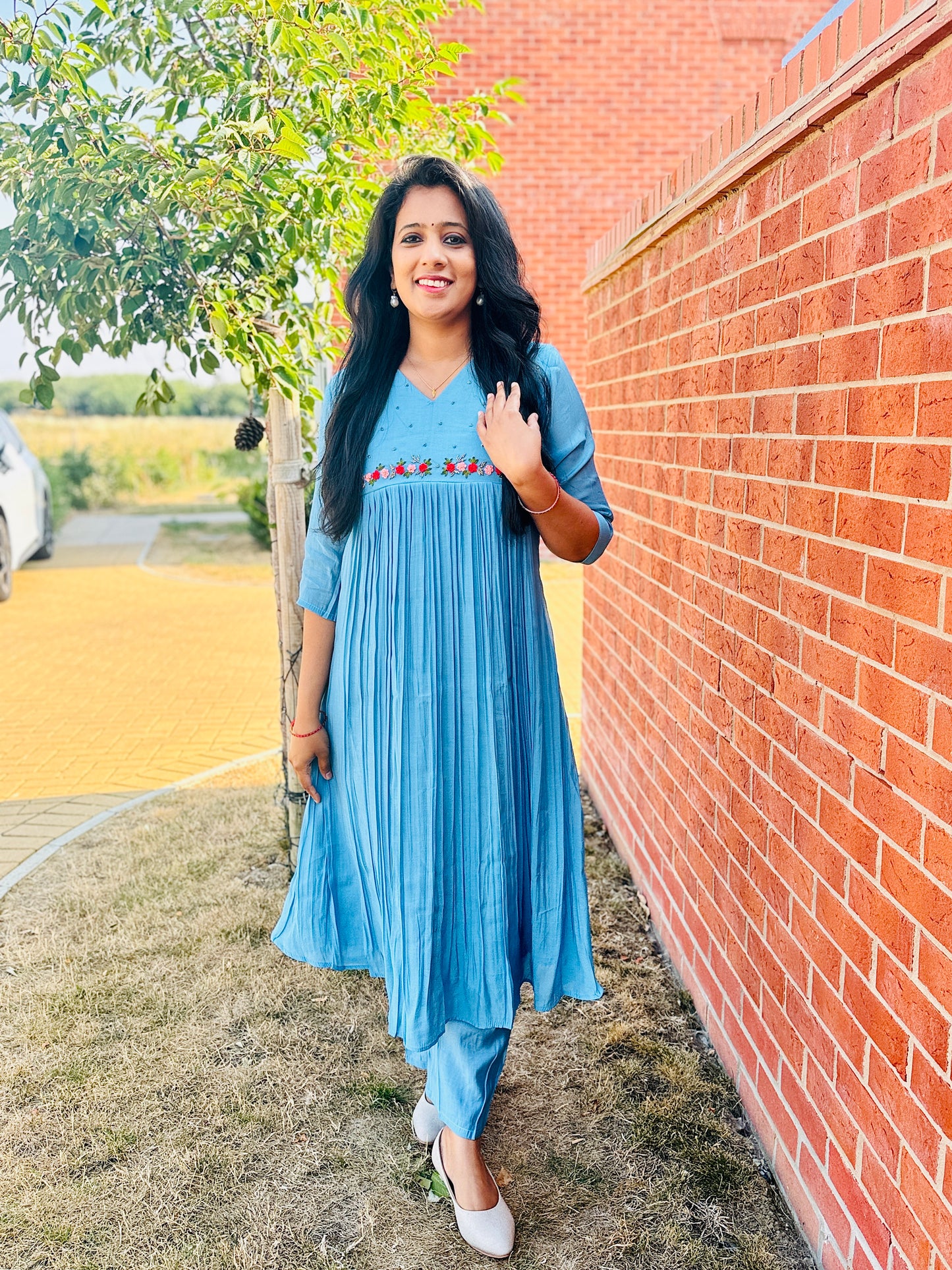 QS806- Blue Mulchanderi Coordset