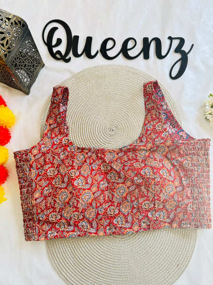 QB123-Ulta Pulta Printed Cotton Sleeveless Blouse
