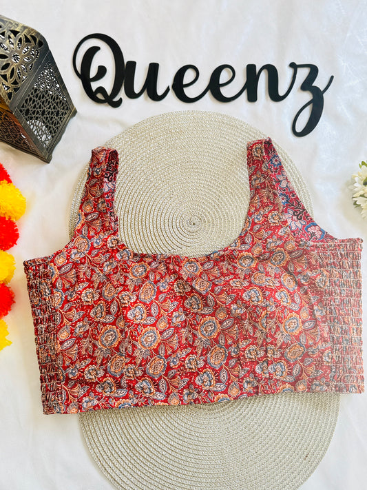 QB123-Ulta Pulta Printed Cotton Sleeveless Blouse
