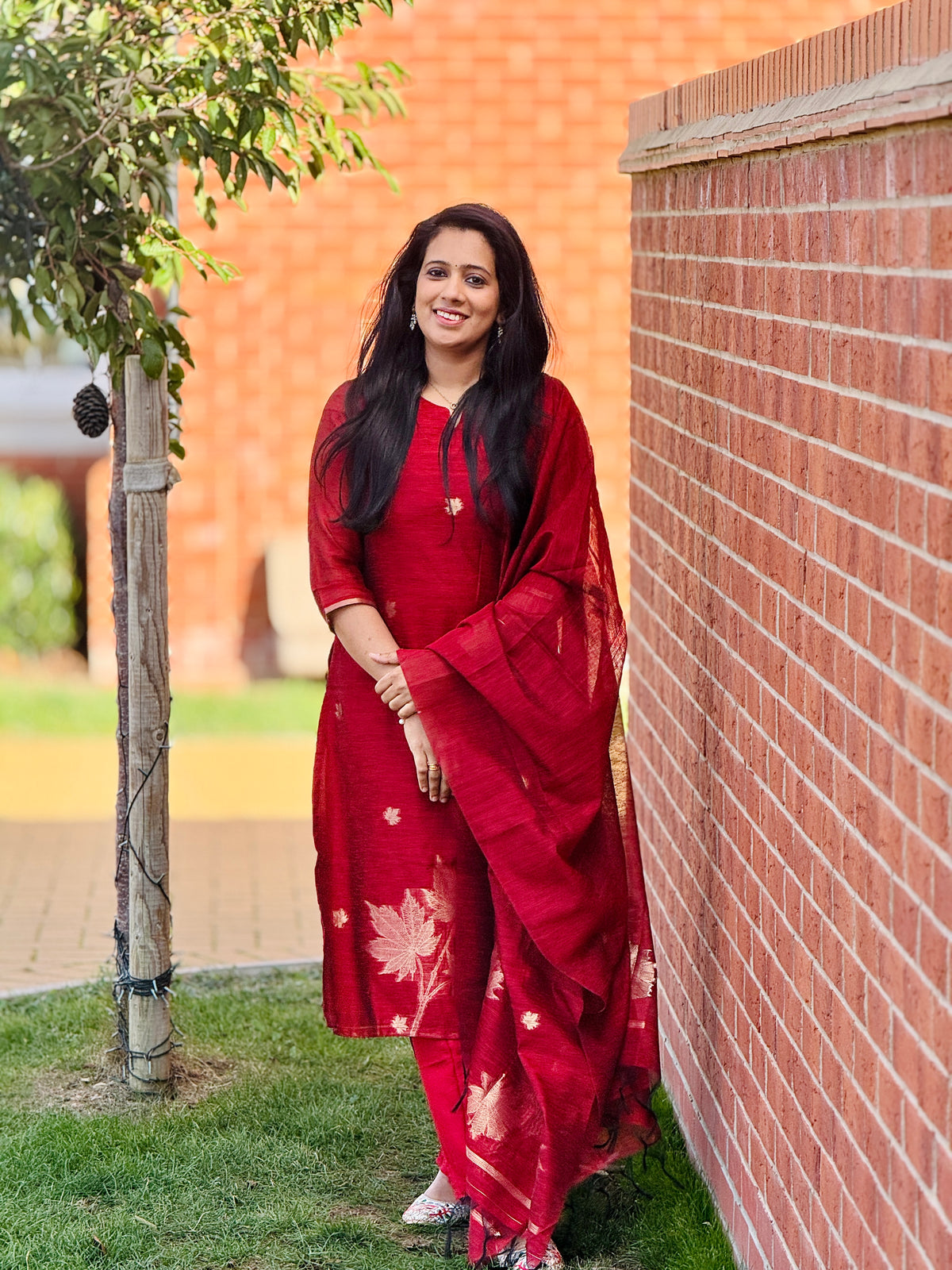 Maroon Jamdhani Salwar