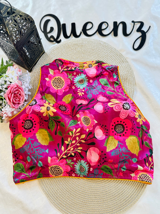 QB100- Crape Floral Halter Neck Blouse