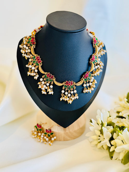 QJ115- Lotus Pearl Necklace