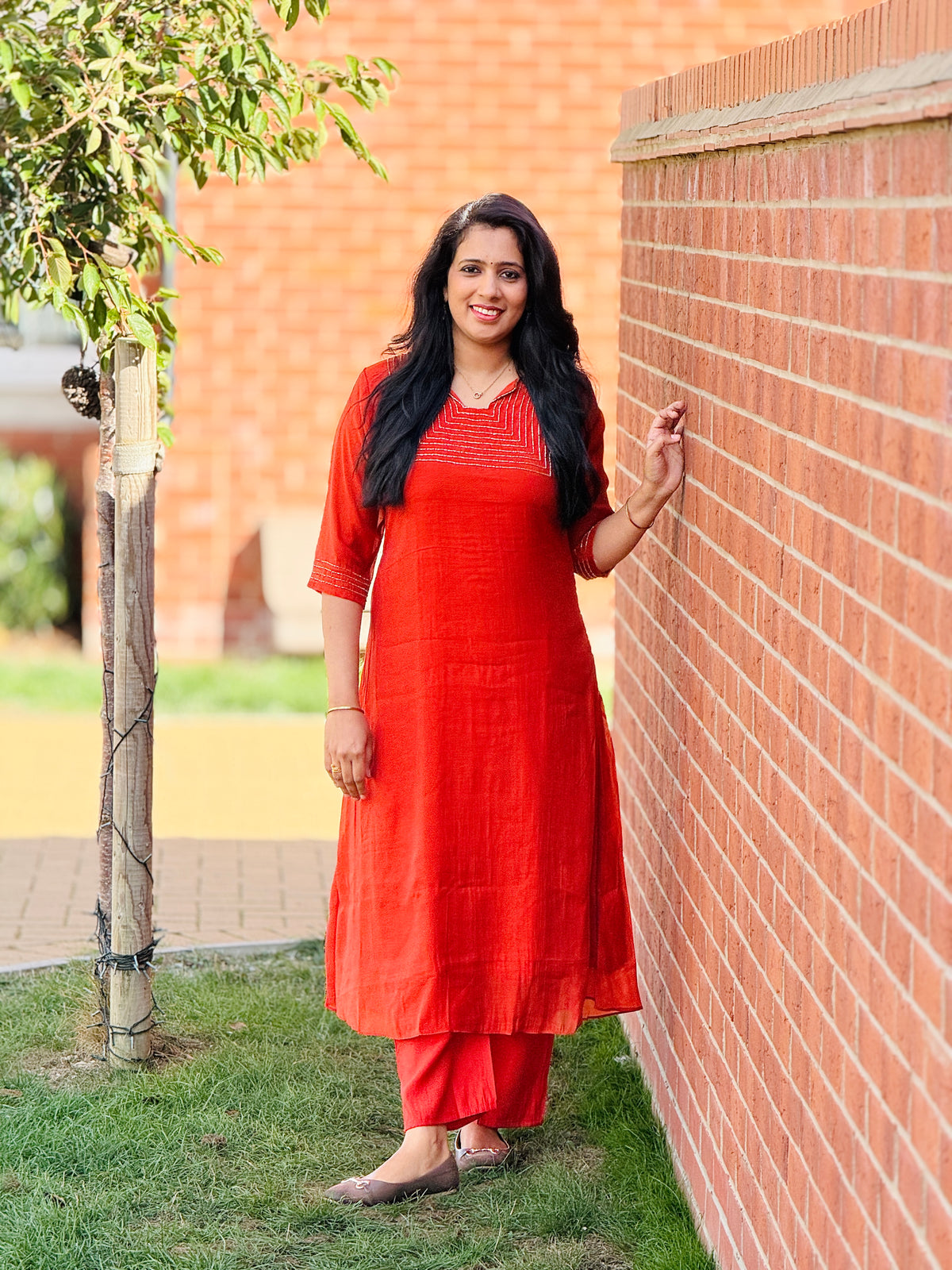 Orange Mul Chanderi A-line Co-ord Set – view 2 of 4