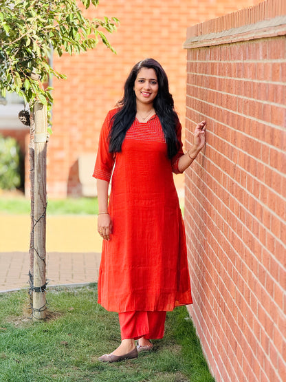 Orange Mul Chanderi A-line Co-ord Set – view 2 of 4