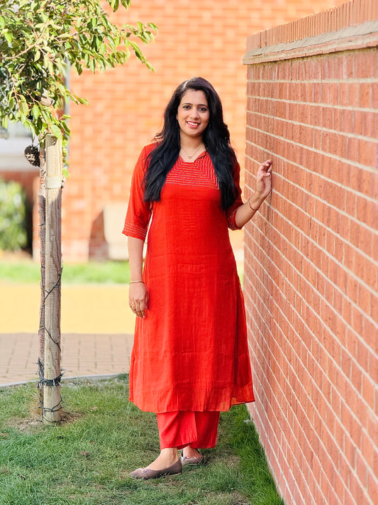 Orange Mul Chanderi A-line Co-ord Set – view 2 of 4