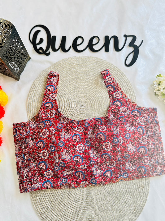 QB123-Ulta Pulta Printed Cotton Sleeveless Blouse
