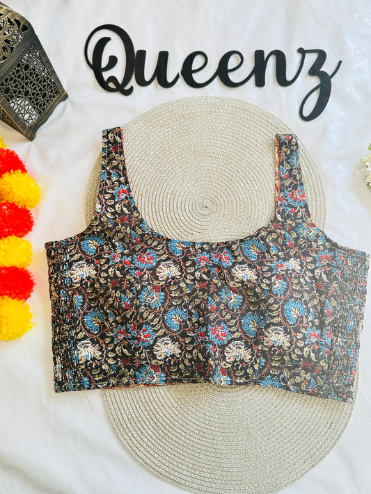 QB116-Ulta Pulta Printed Cotton Sleeveless Blouse