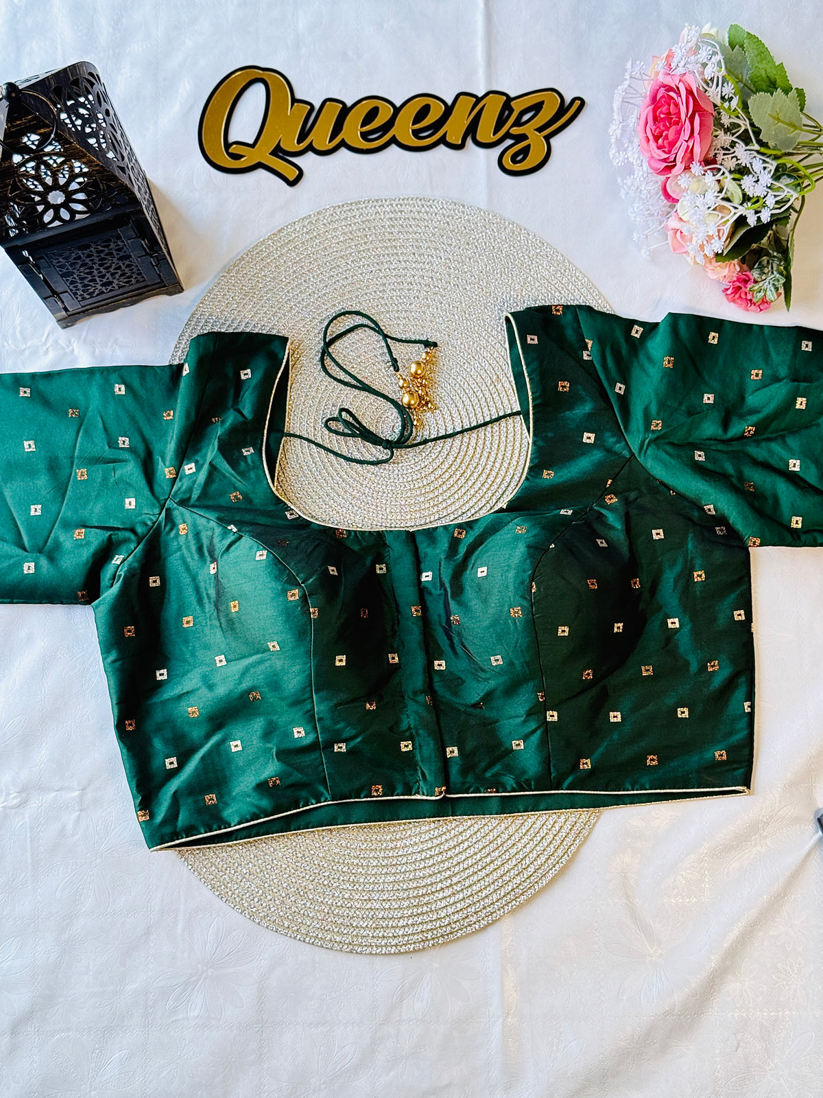 Semi Silk Bottle Green Blouse
