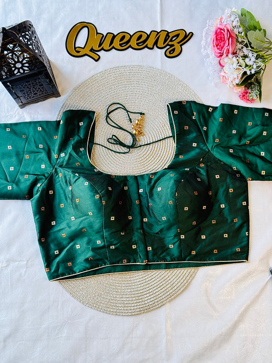 Semi Silk Bottle Green Blouse