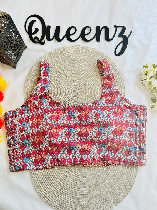 QB118-Ulta Pulta Printed Cotton Sleeveless Blouse