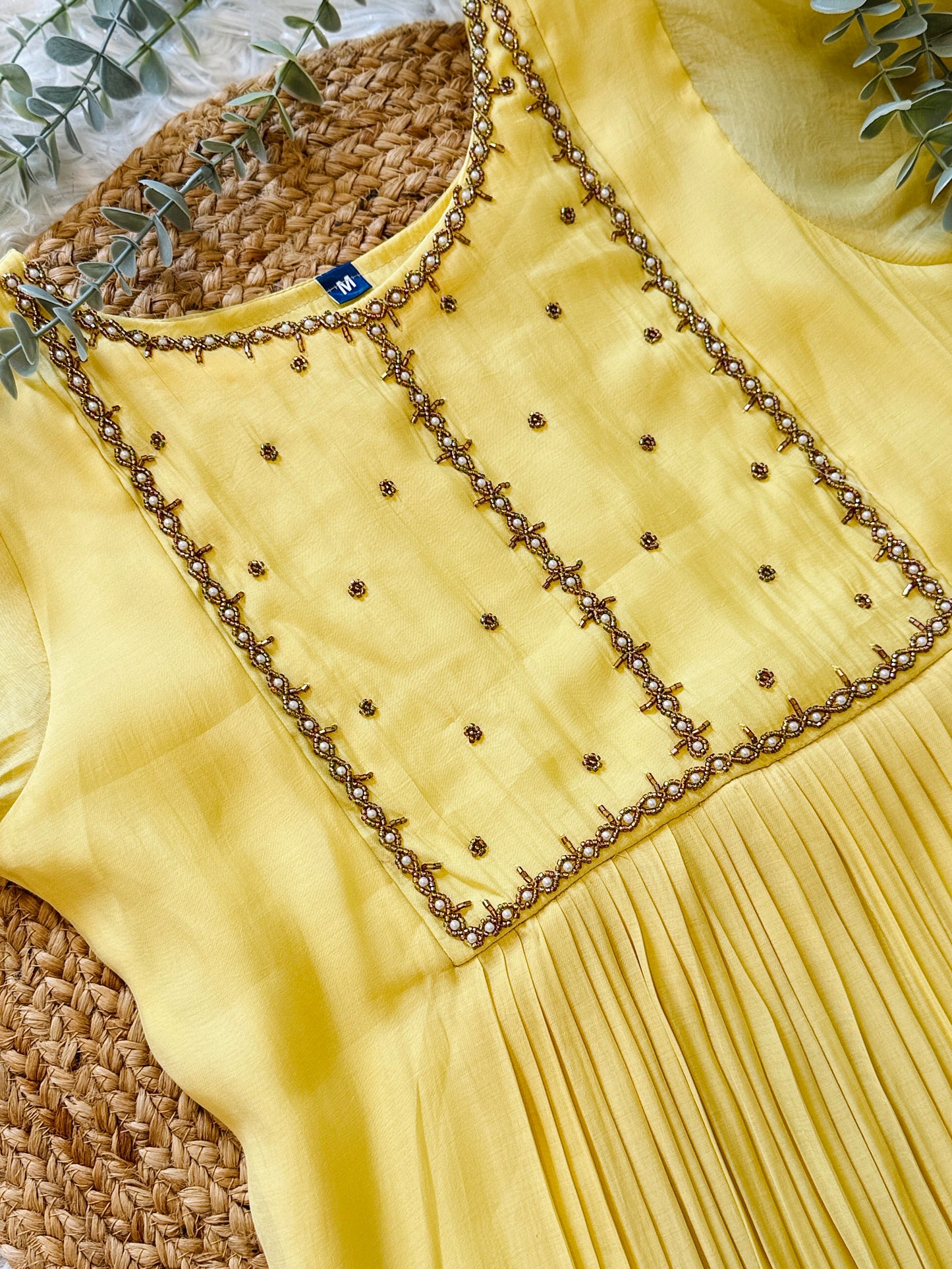 QS801 - Butter Yellow Mulchanderi Kurta