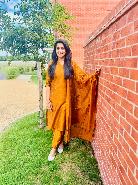 QS450-Traditional Cotton Silk Salwar Set