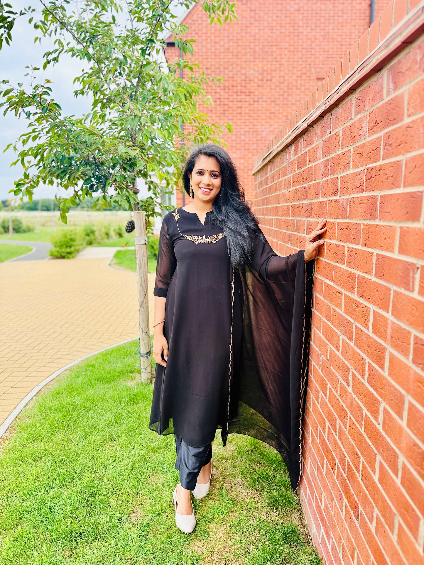 QS700 - Black Georgette Anarkali Set