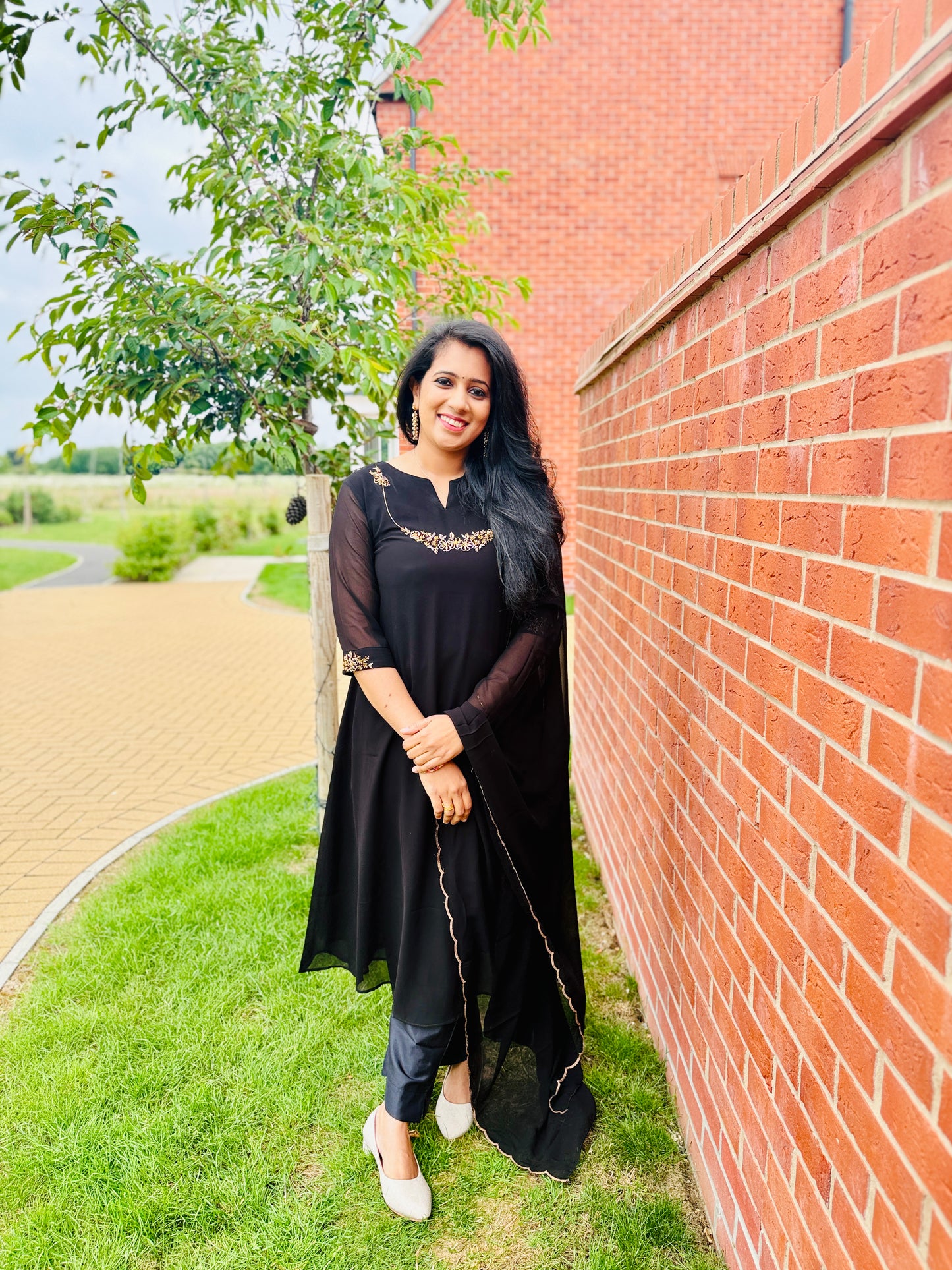 QS700 - Black Georgette Anarkali Set